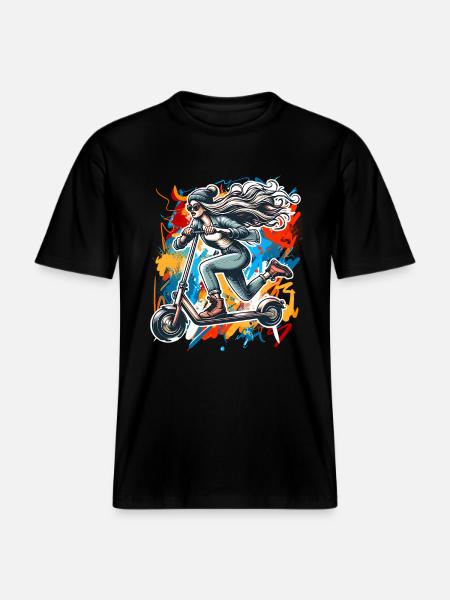 Tretroller E-Scooter E-Roller -  RELAXED FIT Unisex Organic T-Shirt - Schwarz