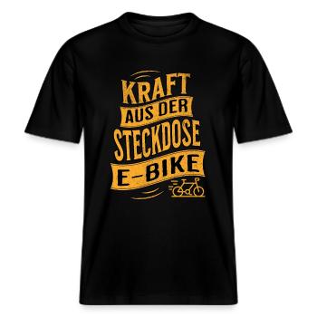 E-Bike E-Biker -  RELAXED FIT Unisex Organic T-Shirt - Schwarz - Vorne - Alina (178cm) & Michal (187cm)