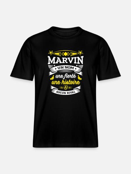 MARVIN PARFAIT - PRENOM MARVIN -  T-shirt unisexe RELAXED FIT en coton bio - noir