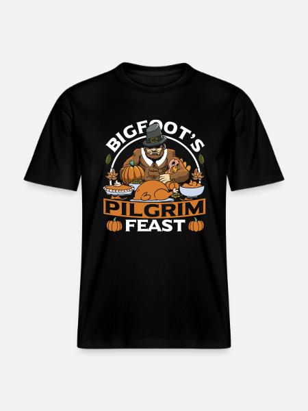 Bigfoot de Thanksgiving - T-shirt unisexe RELAXED FIT en coton bio - noir