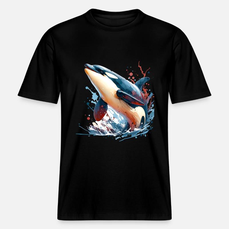Orca Killer Whale -  RELAXED FIT Unisex Organic T-Shirt - black