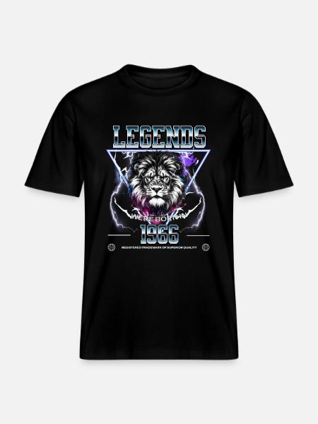 1966 Birthday Legend Lion Bootleg - RELAXED FIT Unisex Organic T-Shirt - black