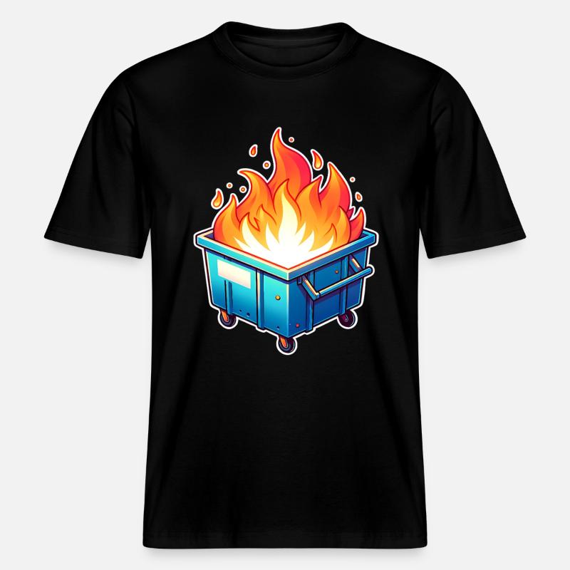 Burning garbage can -  RELAXED FIT Unisex Organic T-Shirt - black