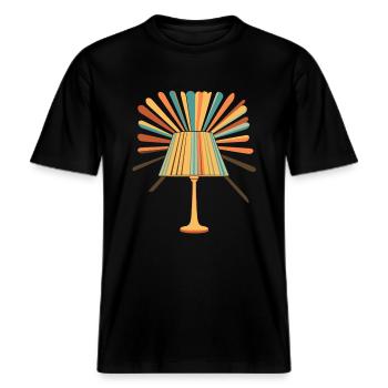 Lampe 70er Jahre Musik Party -  RELAXED FIT Unisex Organic T-Shirt - Schwarz - Vorne - Alina (178cm) & Michal (187cm)