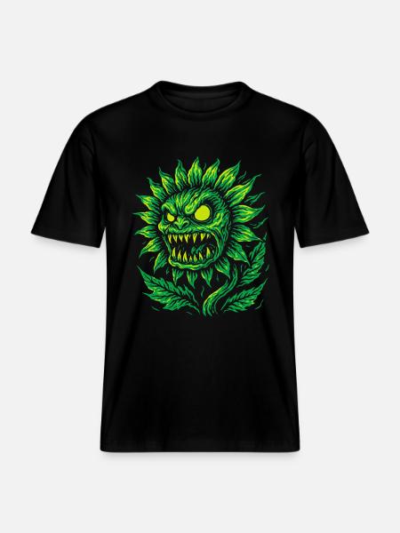 Demonic sunflower in neon style -  RELAXED FIT Unisex Organic T-Shirt - black