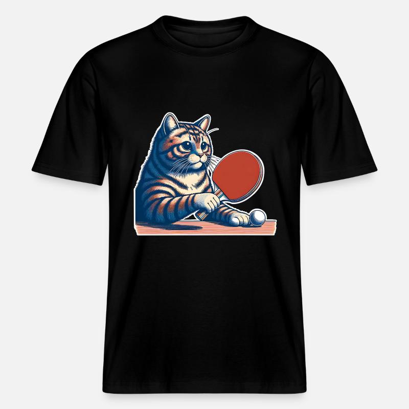 Chat de ping-pong - T-shirt unisexe RELAXED FIT en coton bio - noir