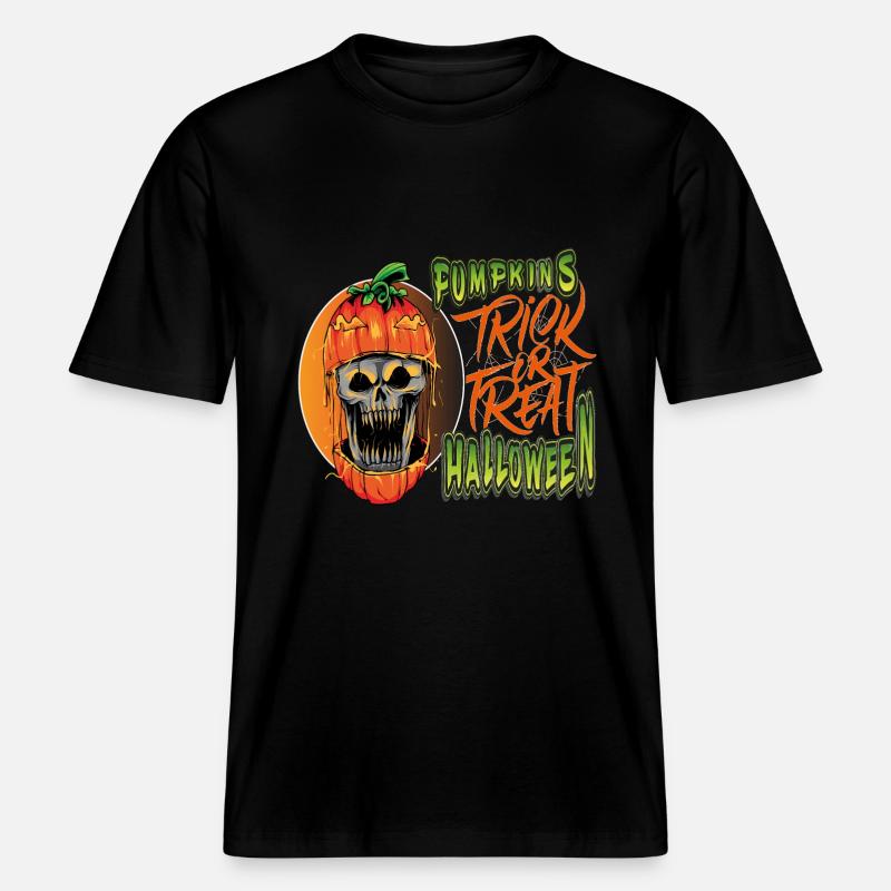 Kürbisse Halloween Süßes oder Saures -  RELAXED FIT Unisex Organic T-Shirt - Schwarz