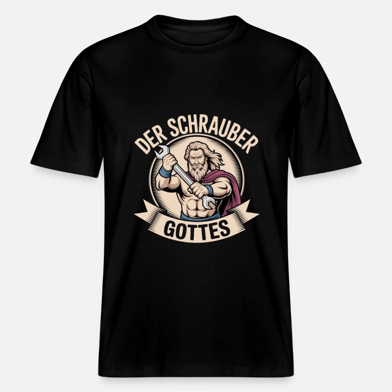 Der Schrauber Gottes -  RELAXED FIT Unisex Organic T-Shirt - Schwarz