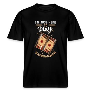 Backgammon Spiel Backgammon Brettspiel Geschenk -  RELAXED FIT Unisex Organic T-Shirt - Schwarz - Vorne - Alina (178cm) & Michal (187cm)