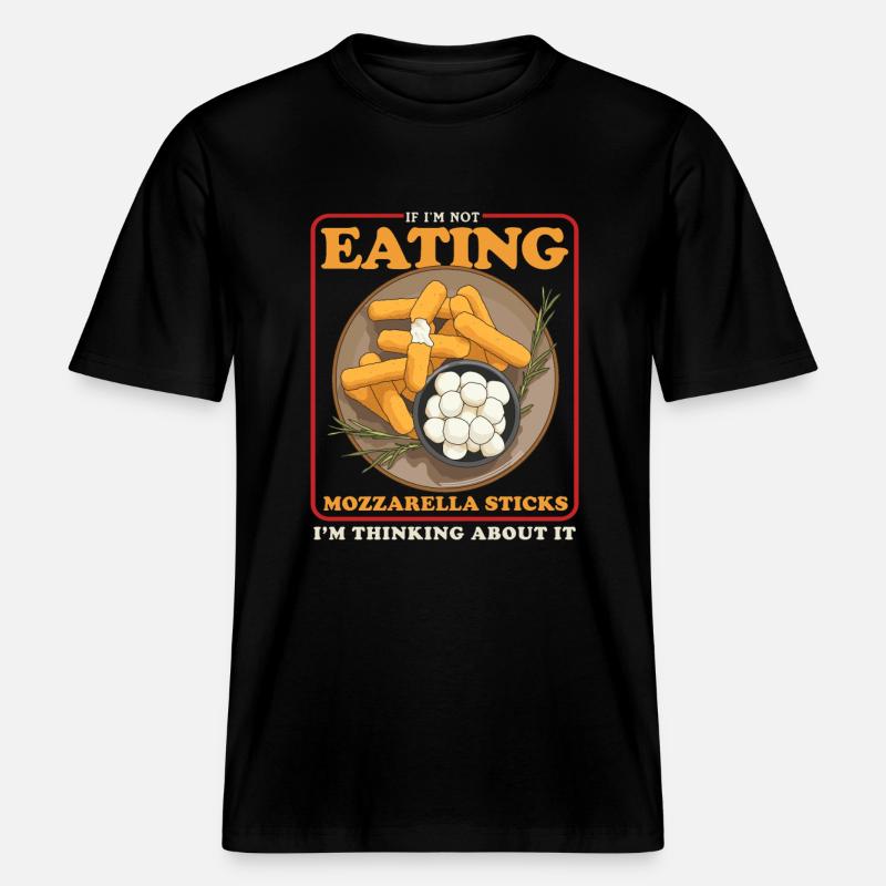 Mozzarella Sticks Cheese Lover Gift -  RELAXED FIT Unisex Organic T-Shirt - black