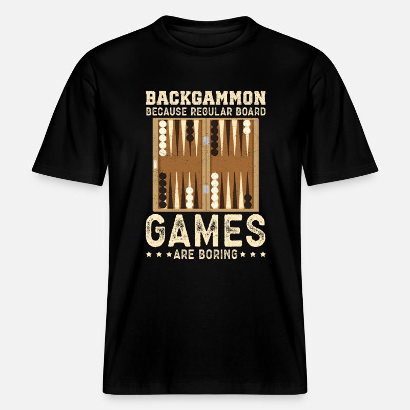 Backgammon Spieler Backgammon Brettspiel Geschenk -  RELAXED FIT Unisex Organic T-Shirt - Schwarz