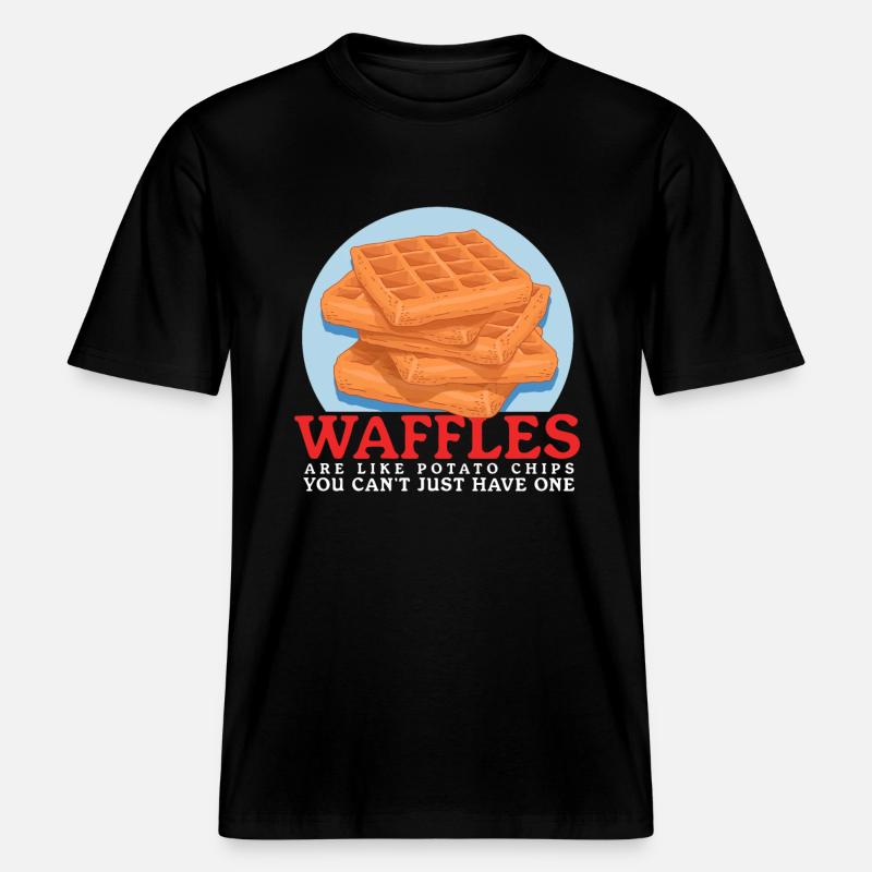 Waffles Waffle Lover Waffle Gift -  RELAXED FIT Unisex Organic T-Shirt - black