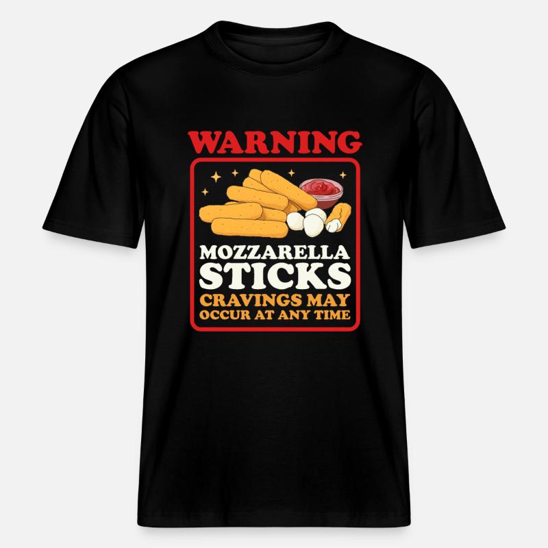 Mozzarella Sticks Cheese Lover Gift -  RELAXED FIT Unisex Organic T-Shirt - black