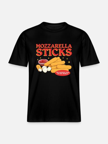 Mozzarella Sticks Cheese Lover Gift -  RELAXED FIT Unisex Organic T-Shirt - black