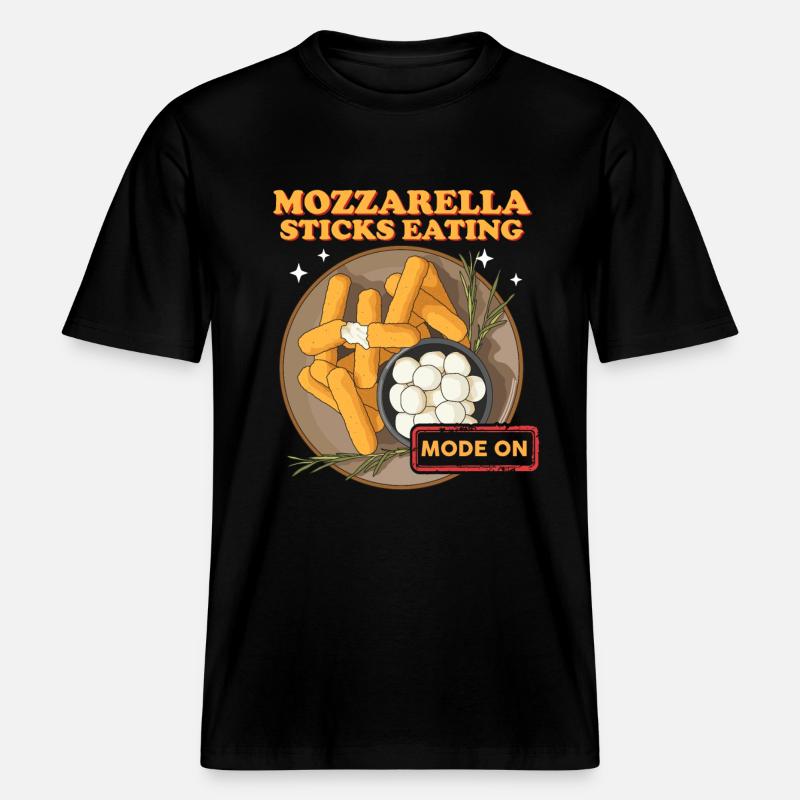 Mozzarella Sticks Cheese Lover Gift -  RELAXED FIT Unisex Organic T-Shirt - black