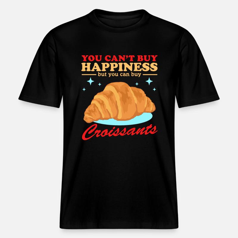 Croissant Beugel Hörnchen Geschenk -  RELAXED FIT Unisex Organic T-Shirt - Schwarz