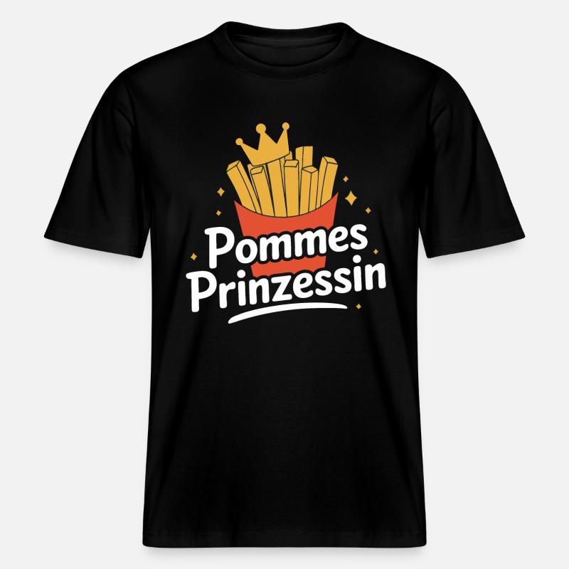 Frites, frites, restauration rapide -  T-shirt unisexe RELAXED FIT en coton bio - noir