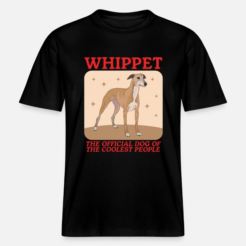 Whippet English Greyhound Gift -  RELAXED FIT Unisex Organic T-Shirt - black