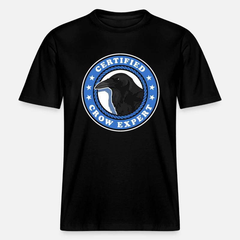 Crows Expert Raven Birds Gift -  RELAXED FIT Unisex Organic T-Shirt - black