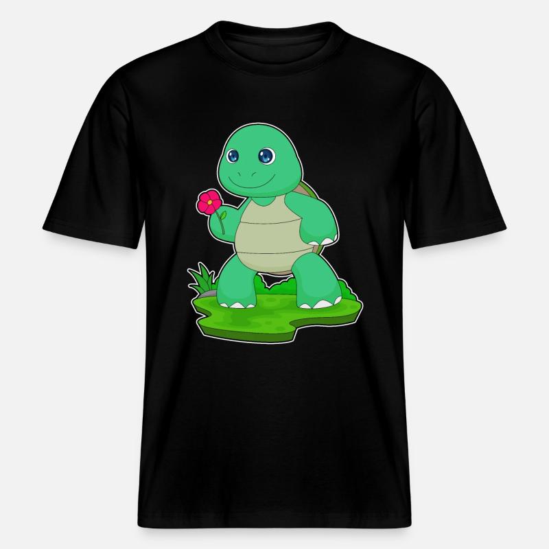 Fleur de tortue -  T-shirt unisexe RELAXED FIT en coton bio - noir