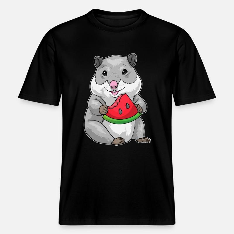 Hamster Pastèque -  T-shirt unisexe RELAXED FIT en coton bio - noir