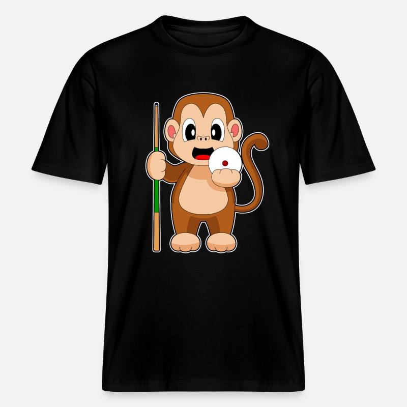 Queue de billard Monkey -  T-shirt unisexe RELAXED FIT en coton bio - noir
