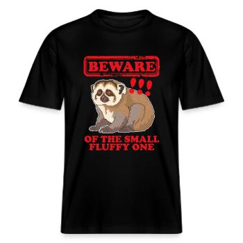 Plumploris süße Slow Lorises Geschenk -  RELAXED FIT Unisex Organic T-Shirt - Schwarz - Vorne - Alina (178cm) & Michal (187cm)