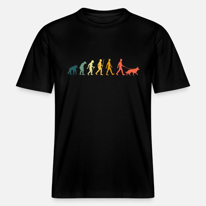 Retro Schäferhund Evolution Schäferhunde -  RELAXED FIT Unisex Organic T-Shirt - Schwarz