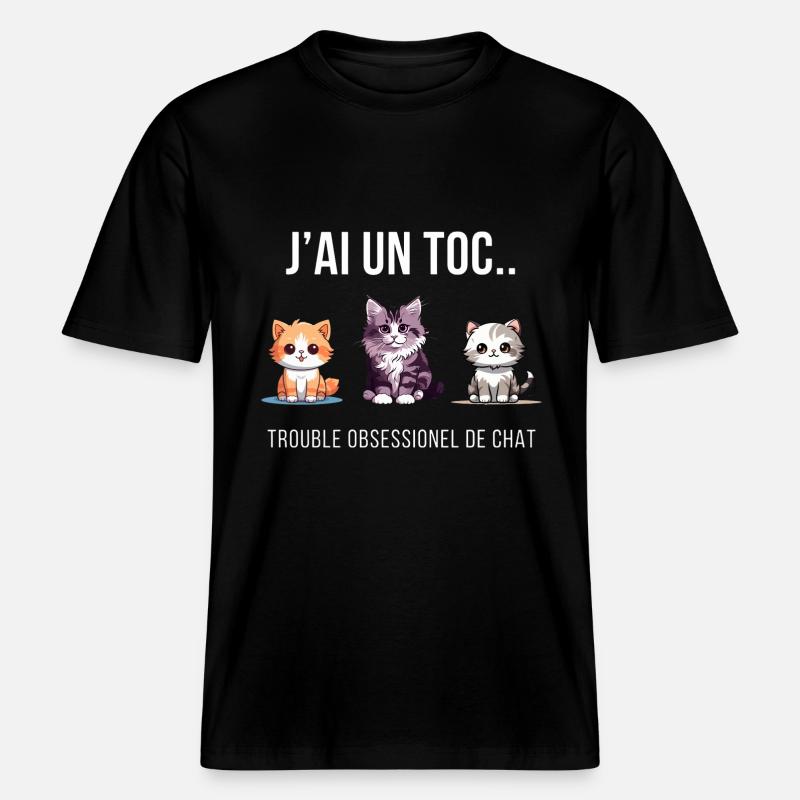 OBSESSION DU CHAT -  T-shirt unisexe RELAXED FIT en coton bio - noir