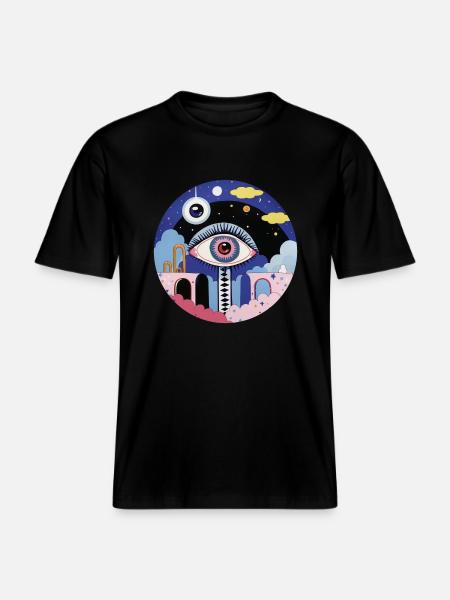 Psychedelic Eye - RELAXED FIT Unisex Organic T-Shirt - black