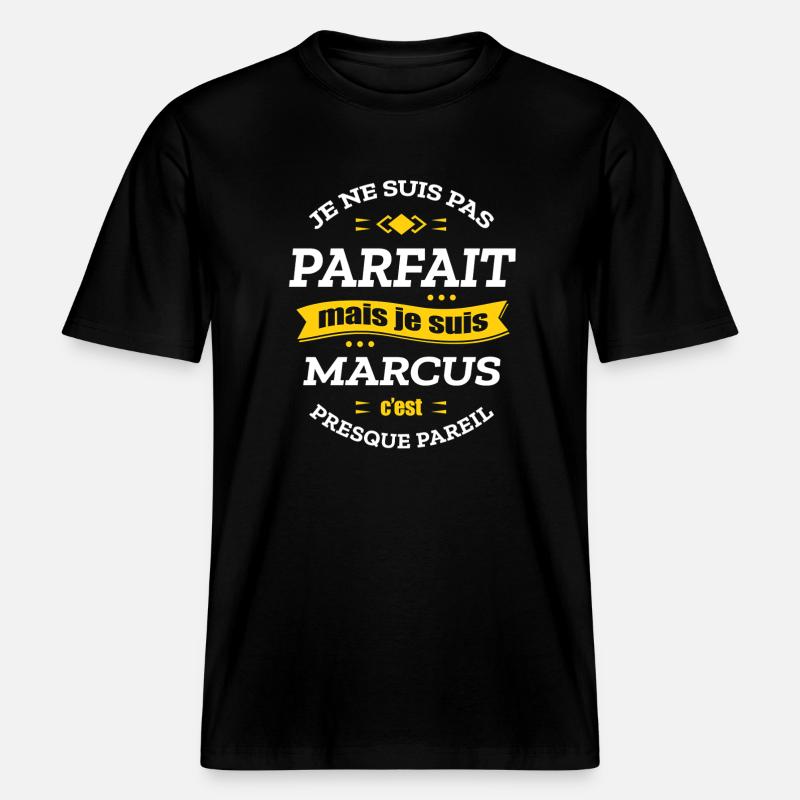 MARCUS PARFAIT - PRENOM MARCUS -  T-shirt unisexe RELAXED FIT en coton bio - noir