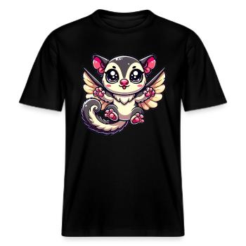 Sugar Glider -  RELAXED FIT Unisex Organic T-Shirt - black - Front - Alina (178cm) & Michal (187cm)