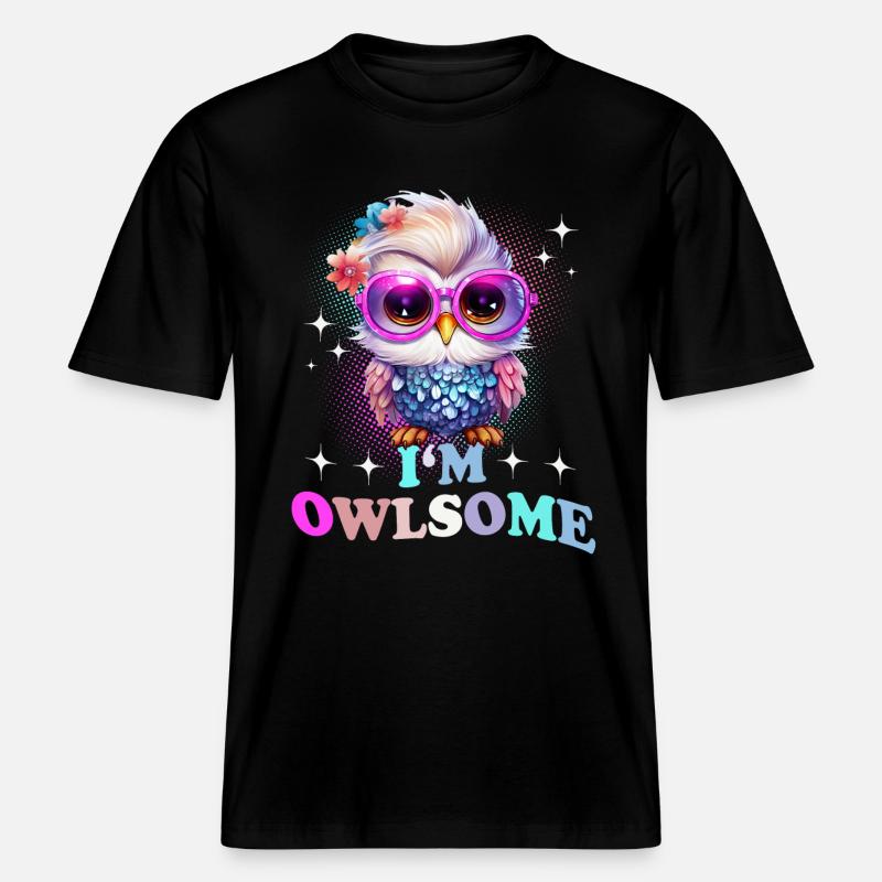 Eule Eulen I`m Owlsome -  RELAXED FIT Unisex Organic T-Shirt - Schwarz