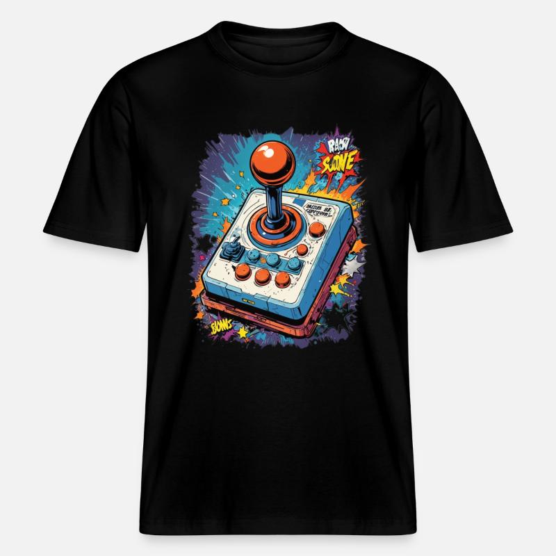 Retro Gamer Joystick / Controller Konsolenspiele -  RELAXED FIT Unisex Organic T-Shirt - Schwarz