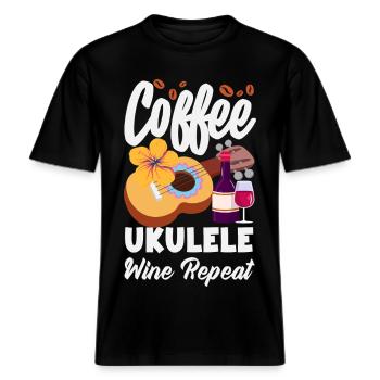 Lustiges Ukulele Designs Und Sprüche -  RELAXED FIT Unisex Organic T-Shirt - Schwarz - Vorne - Alina (178cm) & Michal (187cm)
