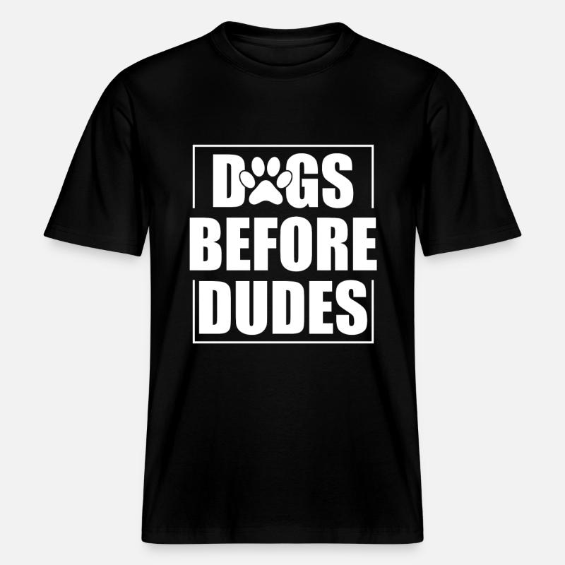 Chiens devant les gars -  T-shirt unisexe RELAXED FIT en coton bio - noir