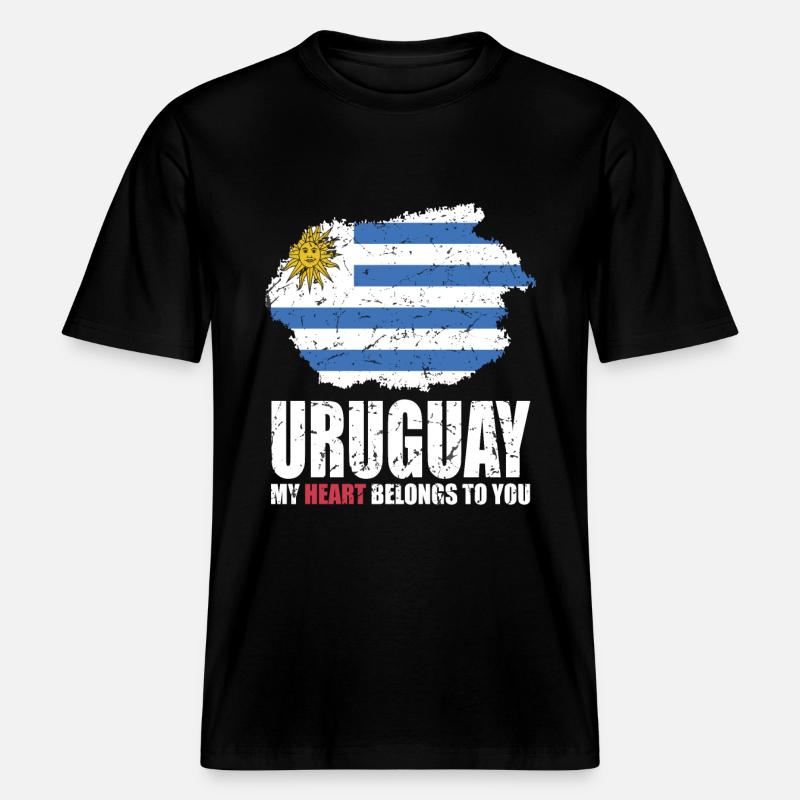 Drapeau de l’Uruguay -  T-shirt unisexe RELAXED FIT en coton bio - noir