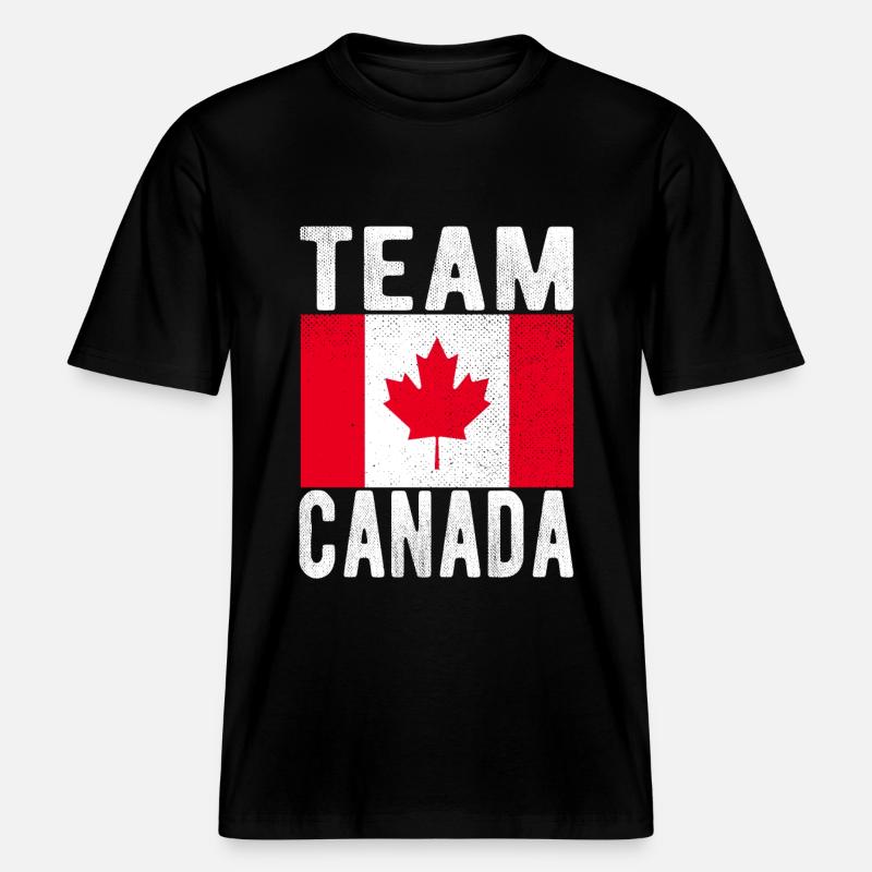 Drapeau du Canada -  T-shirt unisexe RELAXED FIT en coton bio - noir