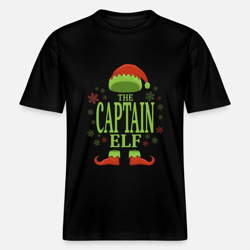 Capitaine Noël Elfe - T-shirt unisexe RELAXED FIT en coton bio - noir