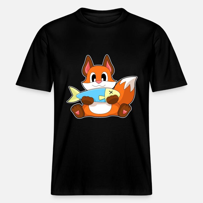Fox Fish - RELAXED FIT Unisex Organic T-Shirt - black