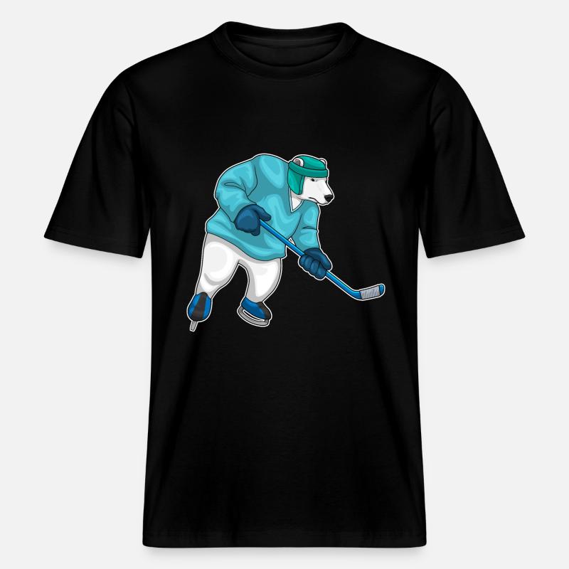 Eisbär Eishockey Eishockeyschläger -  RELAXED FIT Unisex Organic T-Shirt - Schwarz