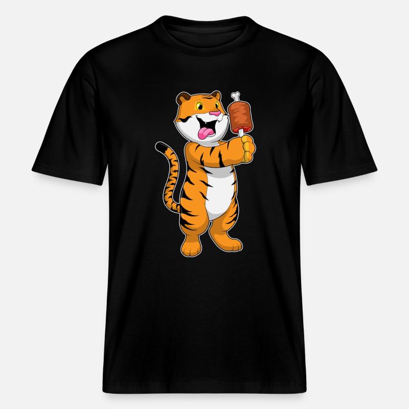 Tiger mit Fleisch -  RELAXED FIT Unisex Organic T-Shirt - Schwarz