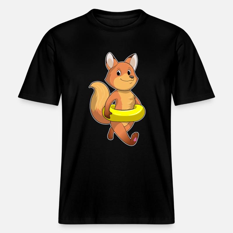 Fuchs mit Rettungsring -  RELAXED FIT Unisex Organic T-Shirt - Schwarz
