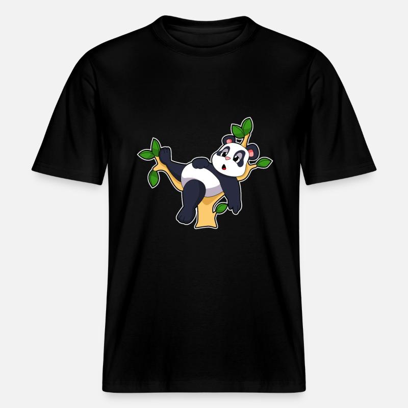 Panda on tree - RELAXED FIT Unisex Organic T-Shirt - black