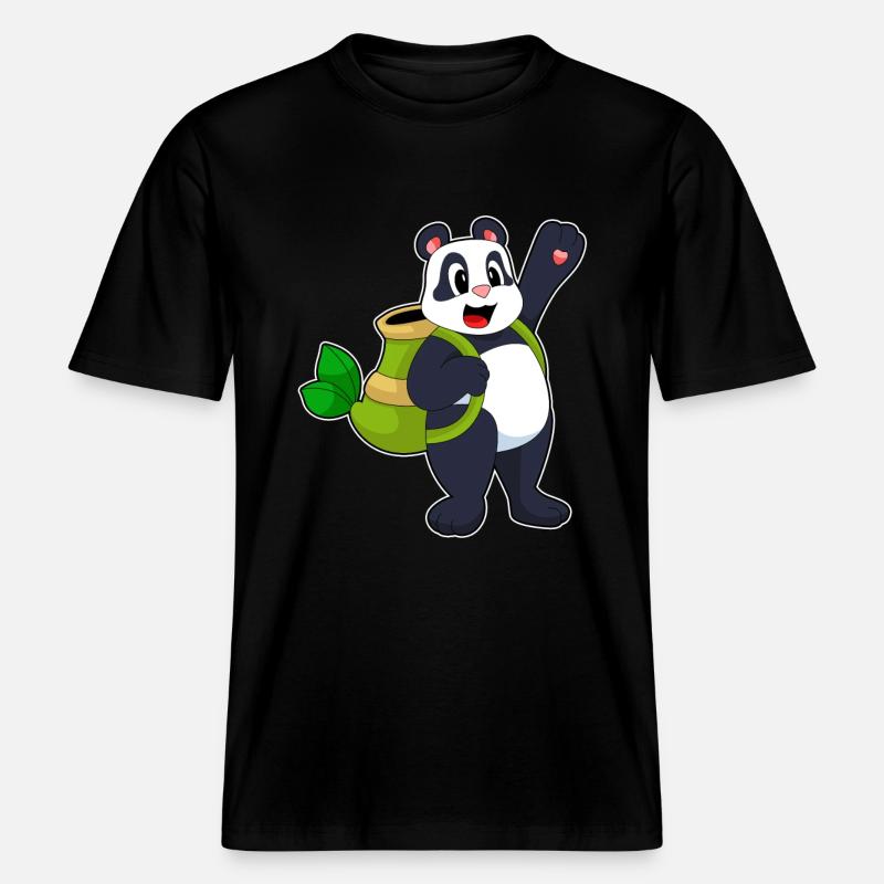 Panda Bamboo Backpack -  RELAXED FIT Unisex Organic T-Shirt - black