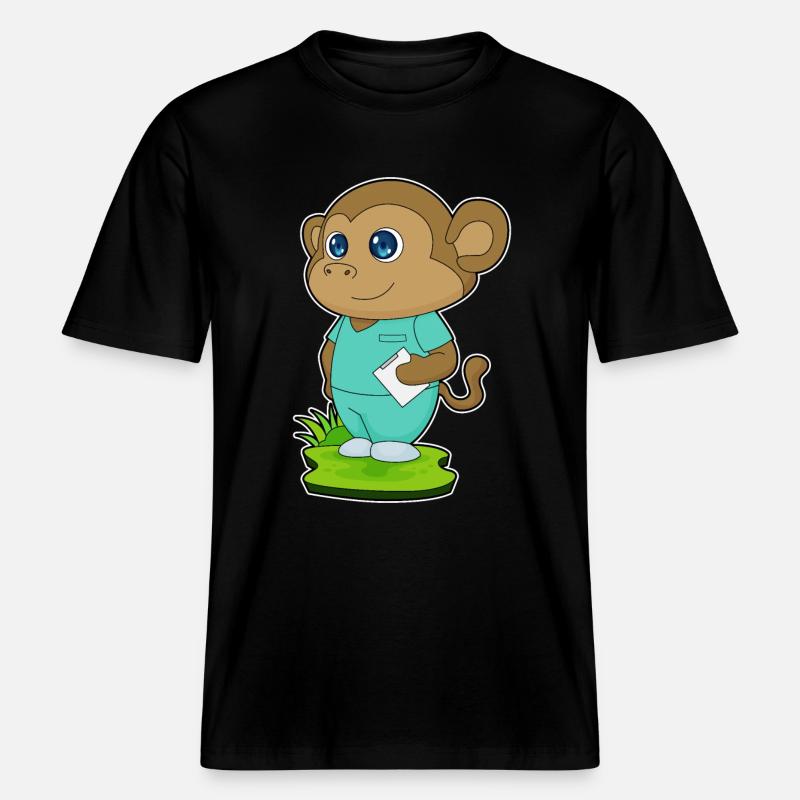 Monkey Nurse Sticky Notes -  RELAXED FIT Unisex Organic T-Shirt - black