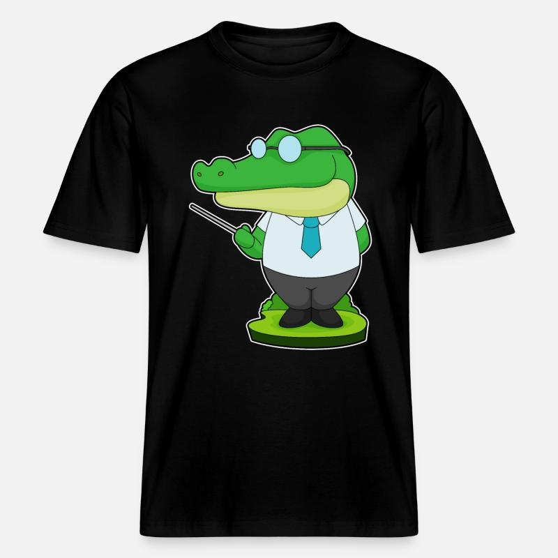 Pointeur de l’enseignant Crocodile - T-shirt unisexe RELAXED FIT en coton bio - noir