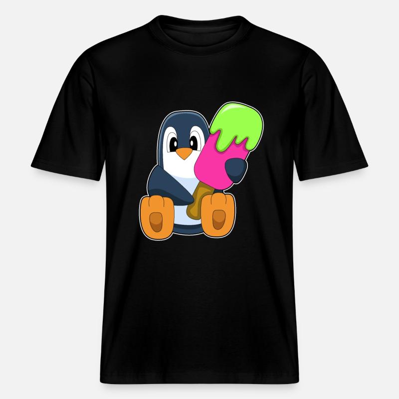 Popsicle pingouin - T-shirt unisexe RELAXED FIT en coton bio - noir