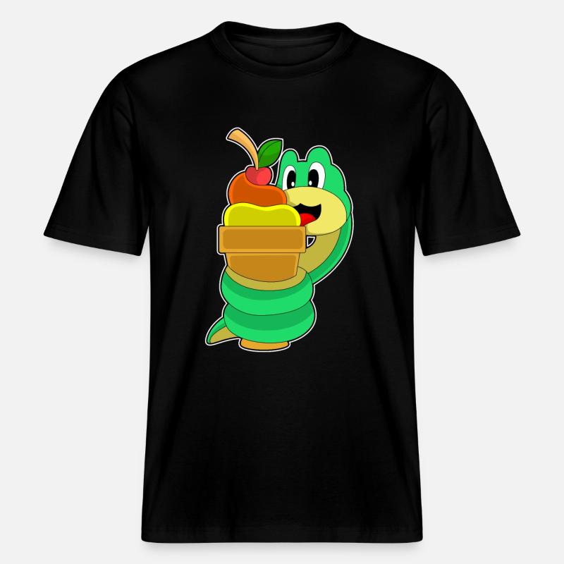 Crème glacée gaufre serpent -  T-shirt unisexe RELAXED FIT en coton bio - noir