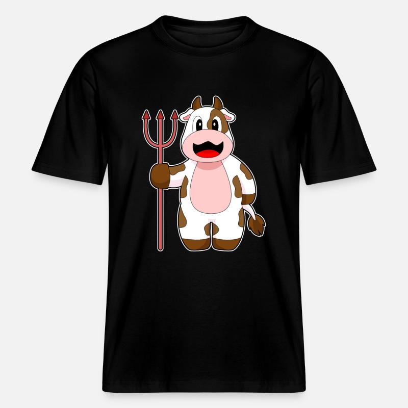Vache Halloween Devil Trident -  T-shirt unisexe RELAXED FIT en coton bio - noir